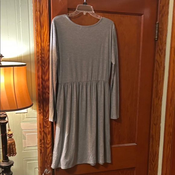 Long Sleeve Casual Gray Dress - Picture 3 of 6